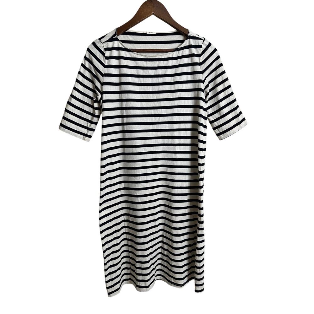 Apuntob Striped Jersey T-Shirt Dress size XS Black White Boat Neck Made in Italy